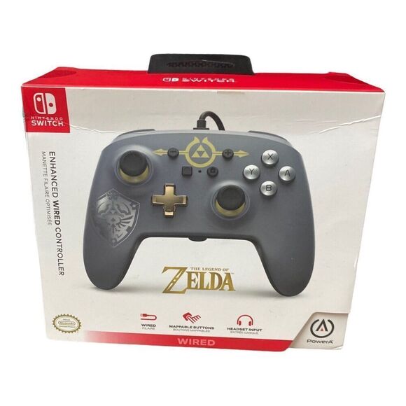 NINTENDO SWITCH‎ ENHANCED WIRED CONTROLLER LEGEND OF ZELDA HYLIAN SHIELD POWERA” - Picture 1 of 8